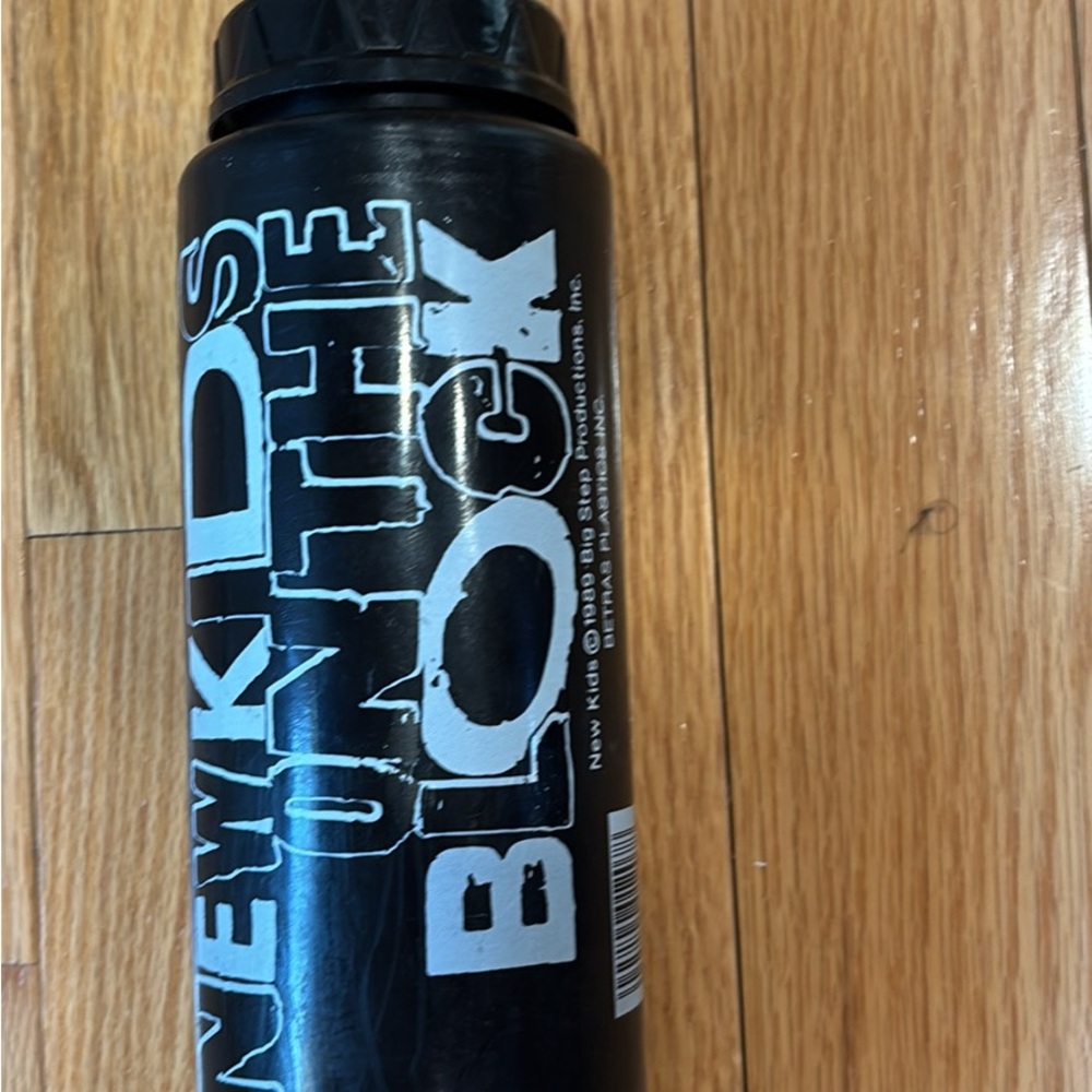 Black New Kids on the Block vintage Water Bottle and straw